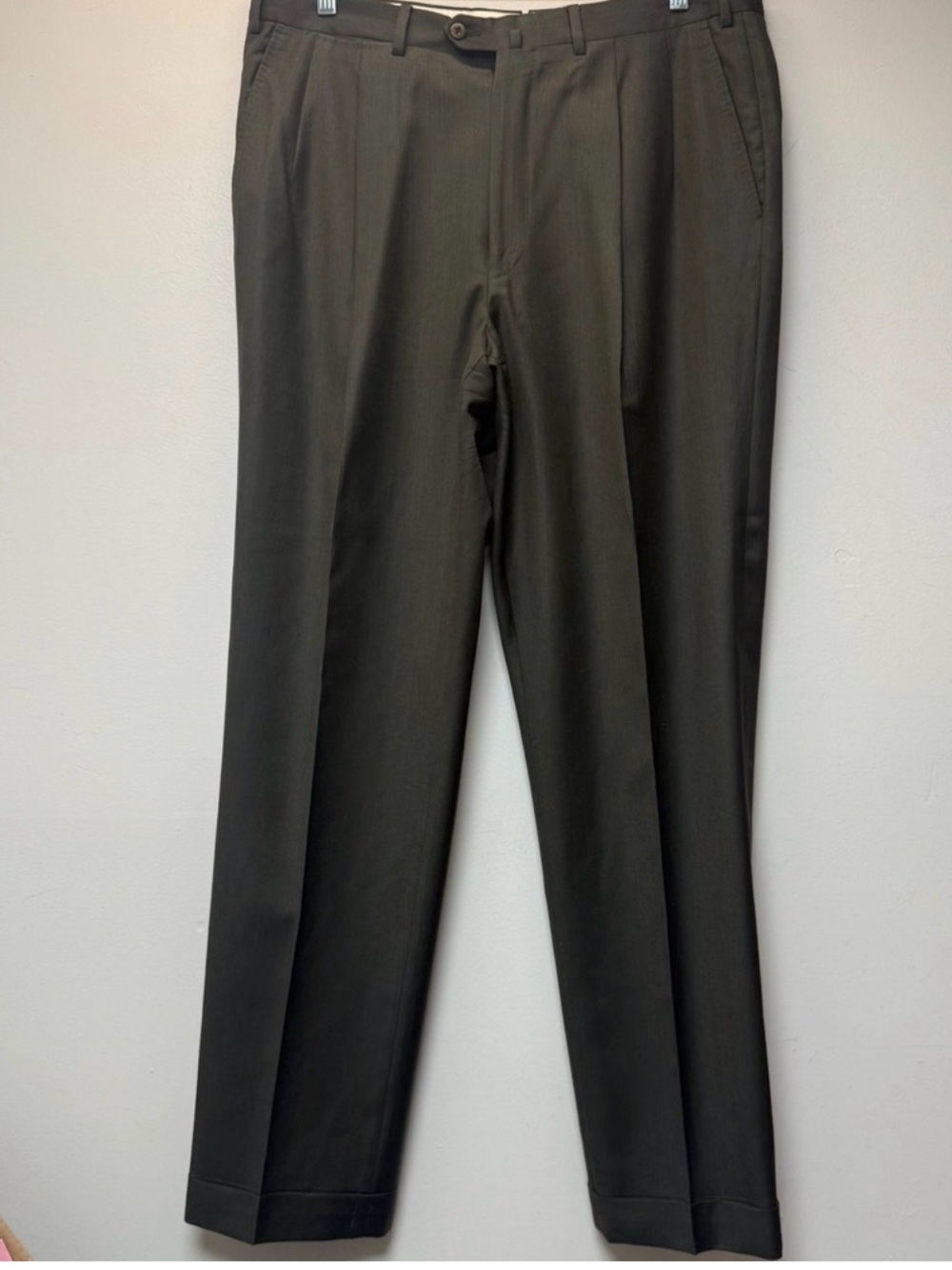 Ermenegildo Zegna Olive Green Dress Pants 50% silk 45% Lava wool- Straight Leg